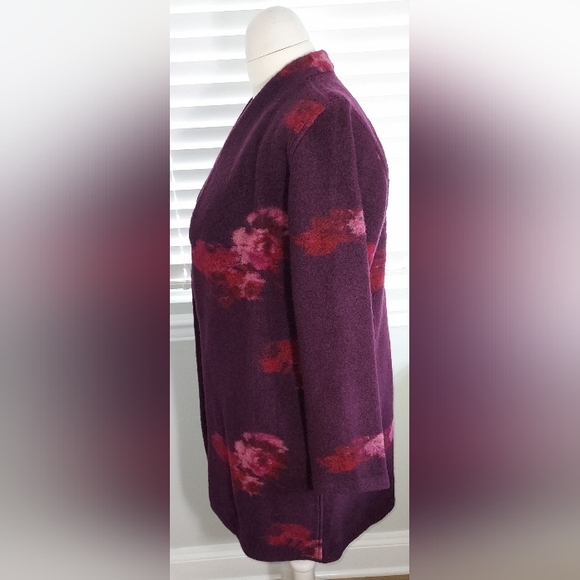Calvin Klein Multi Purple, Pink, Maroon Floral Print Open Front Cardigan NWT - Picture 2 of 6